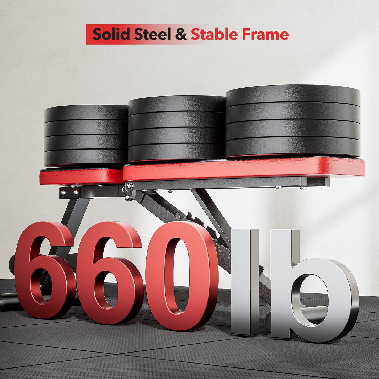 NICEPEOPLE Adjustable Weight Bench for Home Gym, 660LBS Capacity Workout Bench with 8 Backrests for Chest Shoulders Arms, Compact and Foldable Strength Bench for Small Space Apartment Room