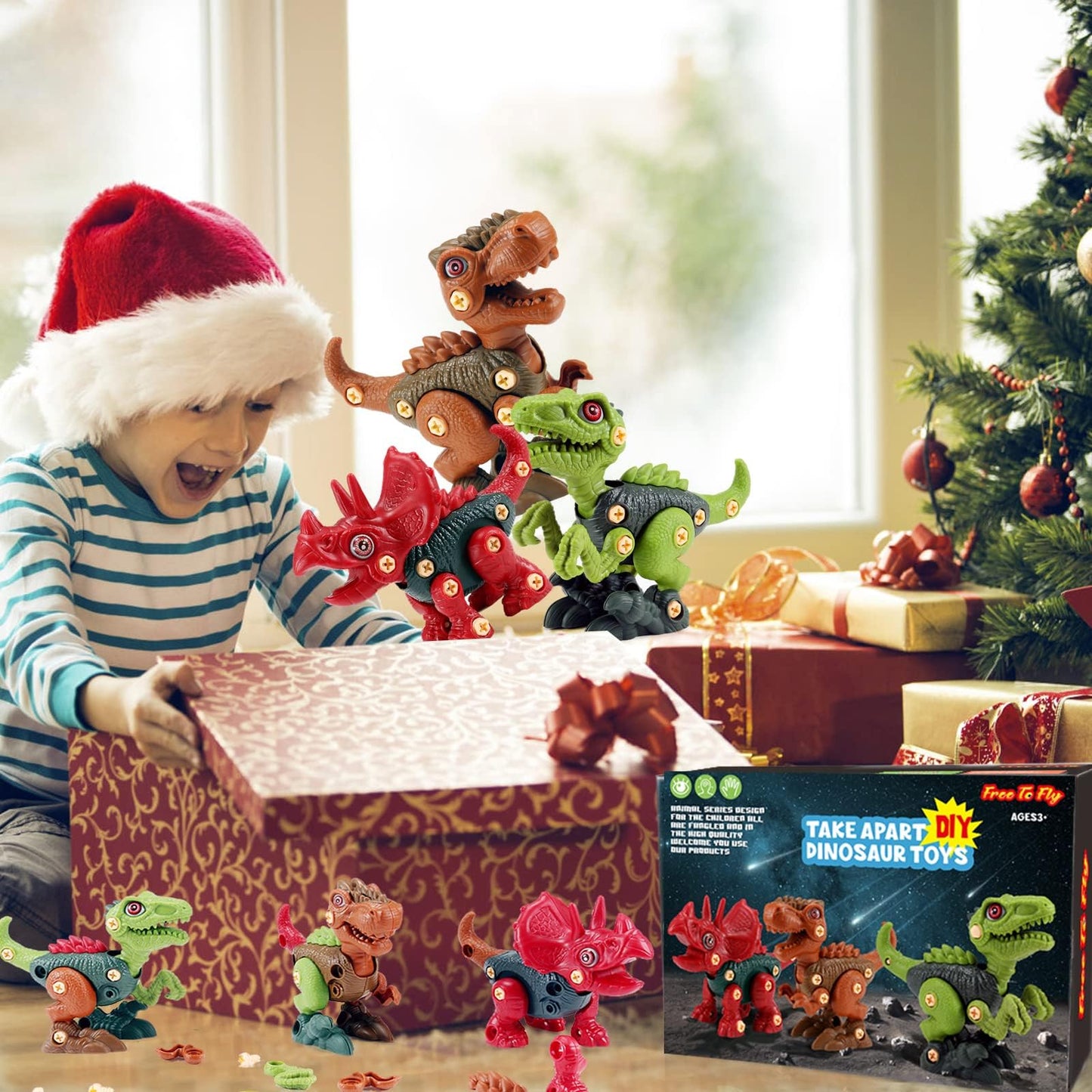 Dinosaur STEM Toys for Kids 3-5, Take Apart Dinosaur Toys with Electric Drill, Educational Building Toy & Construction Set, DIY Christmas Birthday Gifts for 3 4 5 6 7 8 Years Old Boys and Girls