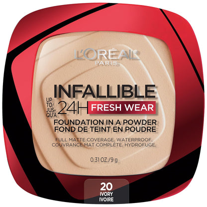 L'Oreal Paris Makeup Infallible Fresh Wear Foundation in a Powder, Up to 24H Wear, Waterproof, Vanilla, 0.31 oz. (Packaging May Vary)