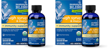Mommy's Bliss Organic Baby Cough Syrup and Mucus + Immunity Support, Contains Agave & Ivy Leaf, 4 month+, 1.67 Fl Oz