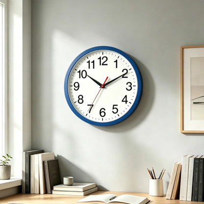 Rohioue Wall Clock Modern 8 Inch Battery Operated Silent Non Ticking Small Analog Clock for Living Room Office Home Bedroom Kitchen Bathroom(Black)