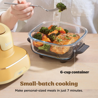 Ninja Crispi 4 in 1 Glass Air Fryer, 450°F, Non Toxic, 4QT and 6 Cup Containers with Lids, Dishwasher Safe, Cyberspace Gray, 1 Count, FN101GY