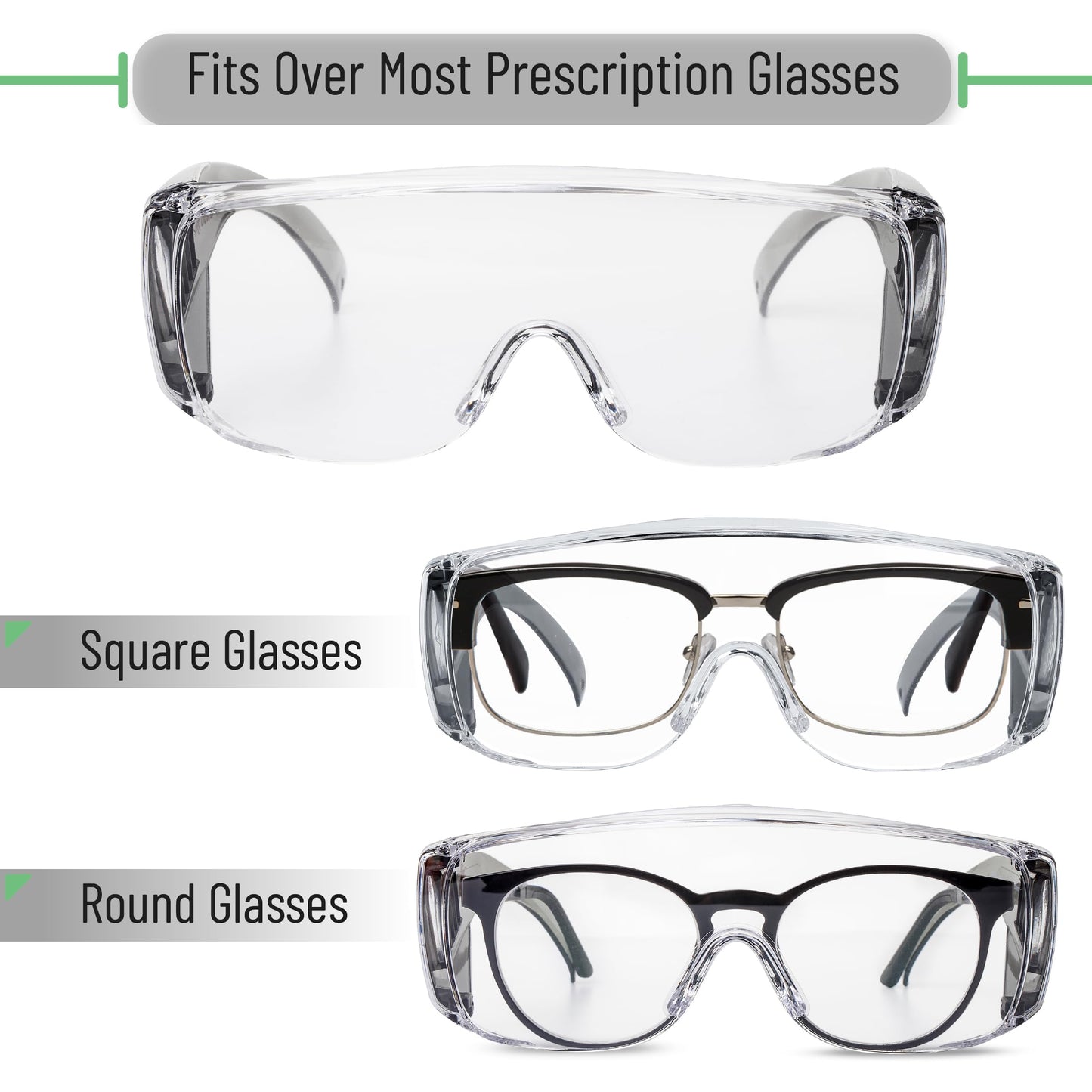 UNCO- Safety Goggles Over Glasses, Protective Goggles, Anti Fog, Work, Safety Glasses Over
