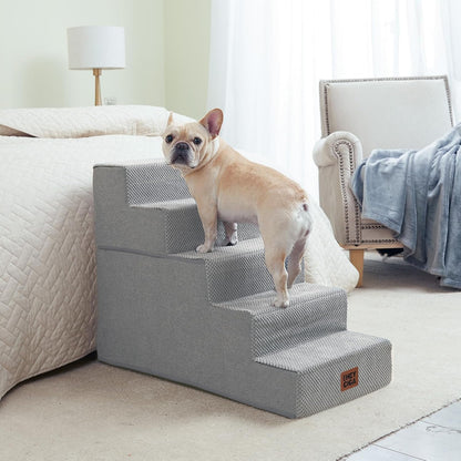 EHEYCIGA Dog Stairs for Small Dogs 13.5" H, 3-Step Dog Steps for Couch Sofa and Chair, Pet Steps for Medium Cats, Non-Slip Balanced Pet Ramp Indoor, Grey