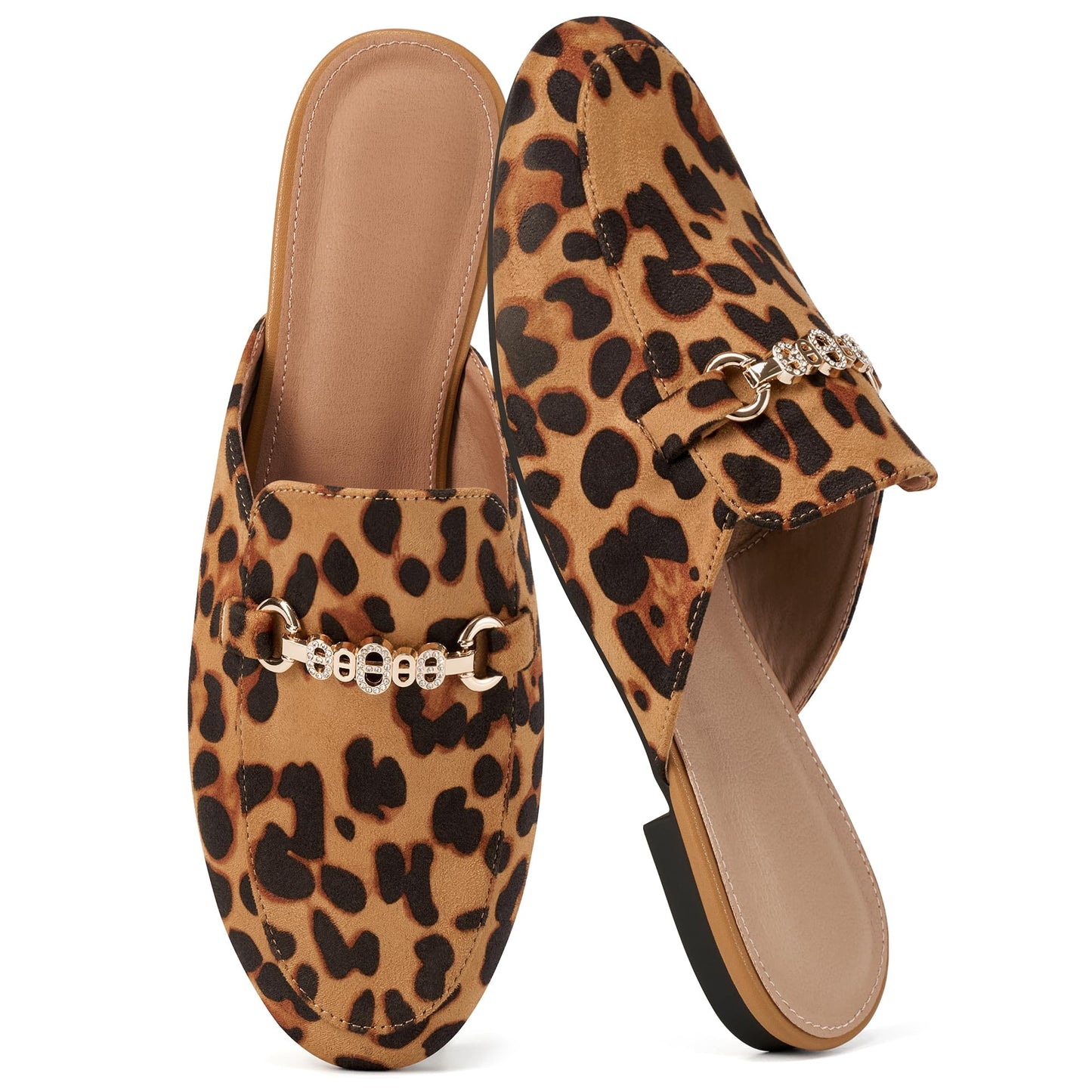 Womens Mules Buckle Flats: Classic Suede Slip On Shoes Dressy Closed Toe Backless Slides Loafers 2026 for Business Work Office Casual