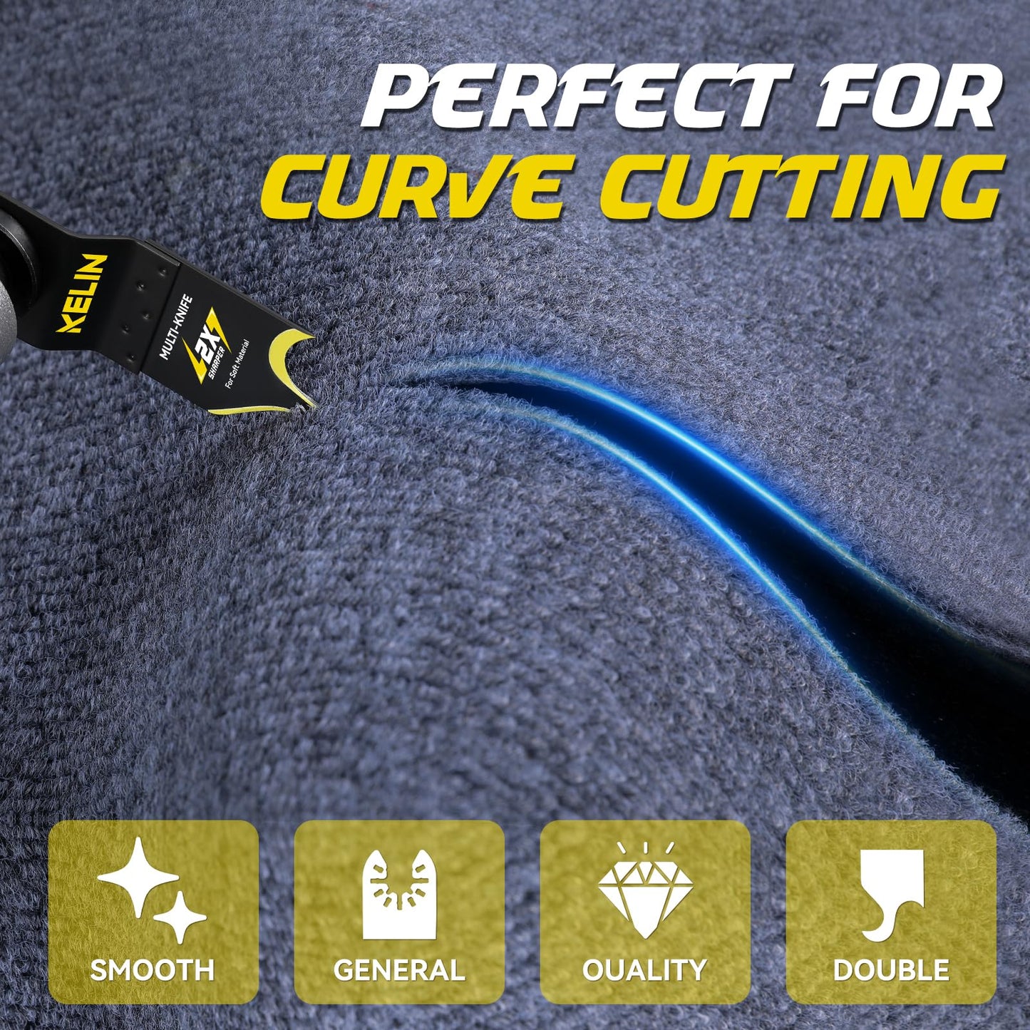 KELIN 6PCS Oscillating Multi Tool Hook Knife Blades, Multitool Saw Blades for Soft Materials Like Roofing Shingles, Carpet, Cardboard & PVC Flooring, Universal Interface