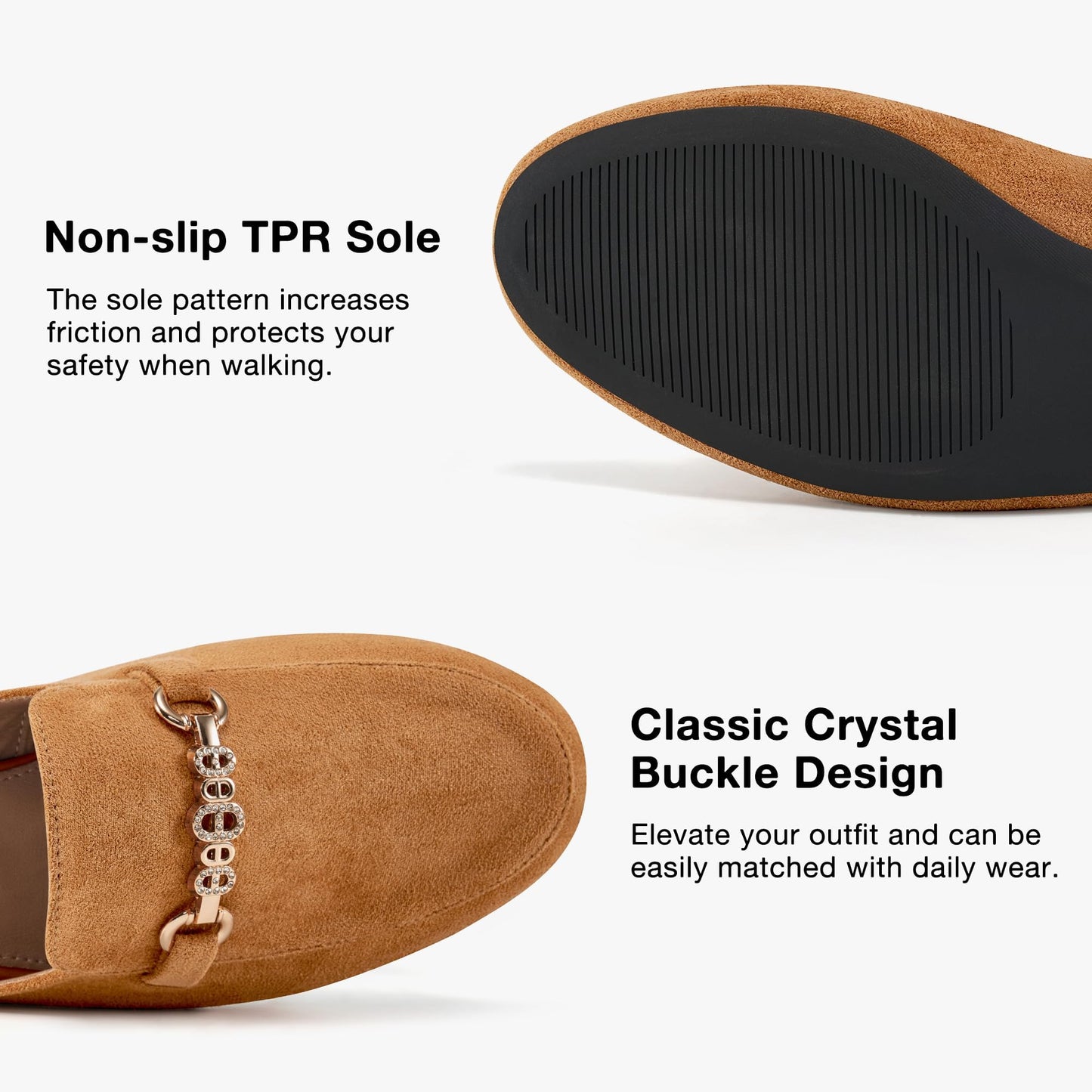 Womens Mules Buckle Flats: Classic Suede Slip On Shoes Dressy Closed Toe Backless Slides Loafers 2026 for Business Work Office Casual