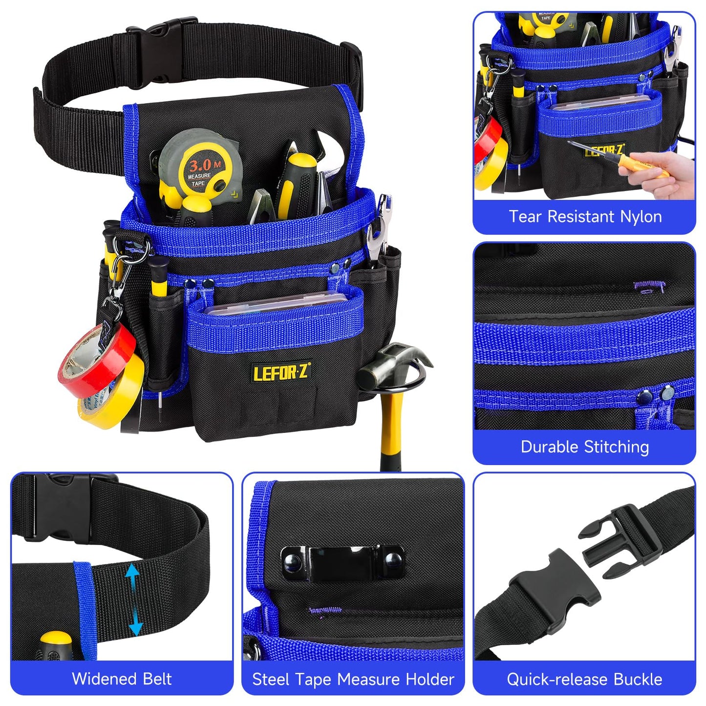 Tool Belt,Magnetic Tool Pouch,14-Pockets Tool Belts for Men,Detachable & Adjustable Tool Pouch belt for Electrician,Carpenter,Construction,Work Apron,Utility Belt,Black-Yellow
