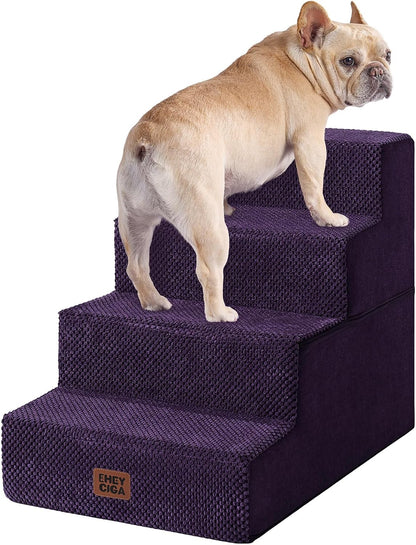 EHEYCIGA Dog Stairs for Small Dogs 13.5" H, 3-Step Dog Steps for Couch Sofa and Chair, Pet Steps for Medium Cats, Non-Slip Balanced Pet Ramp Indoor, Grey