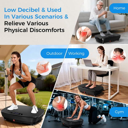 Large Vibration Plate Exercise Machine,Vibration Plate for Lymphatic Drainage Weight Loss,400 Lbs Capacity 120 Speeds,Full Body Shake Platform Machines with LED for Women Men