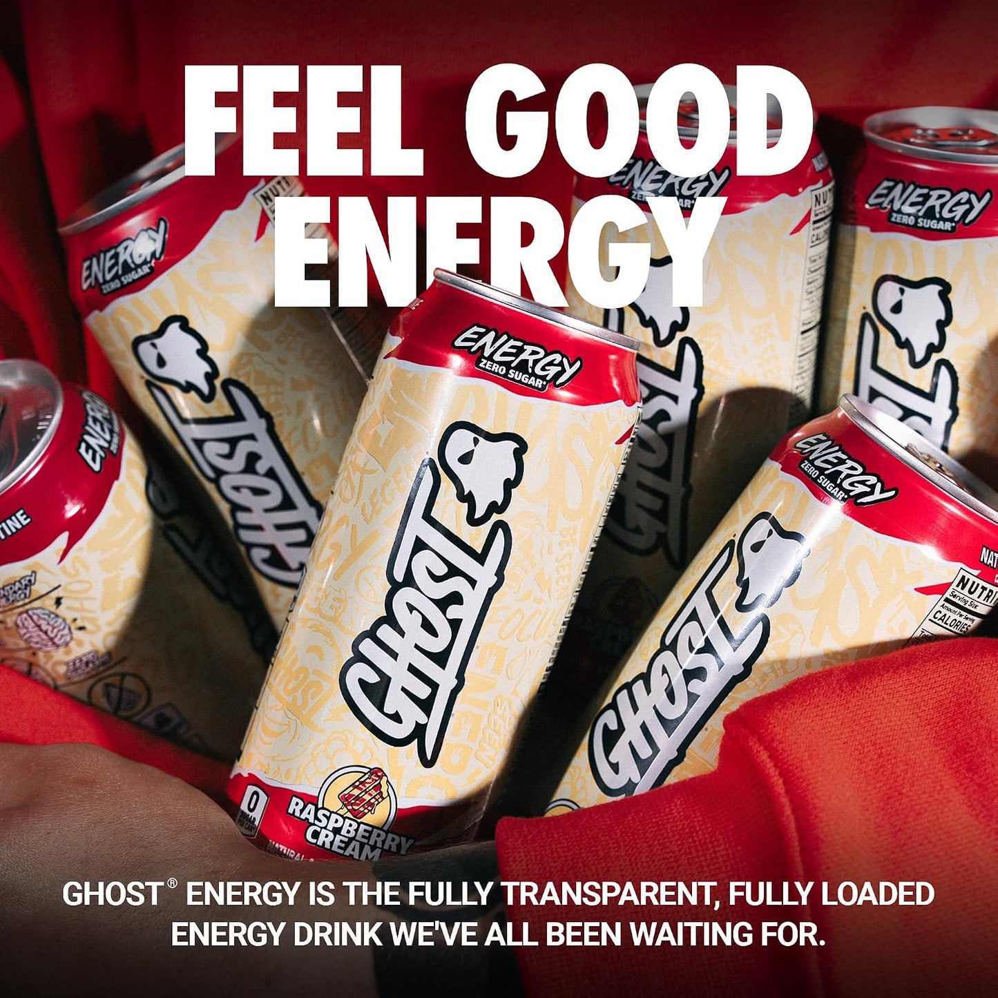 GHOST Energy Drink, Zero Sugars, 12-Pack, Cherry Limeade, 16oz | Energy & Focus Pre Workout Drink, No Artificial Colors, Gluten-Free, Vegan - 200MG Natural Caffeine, L-Carnitine, Taurine