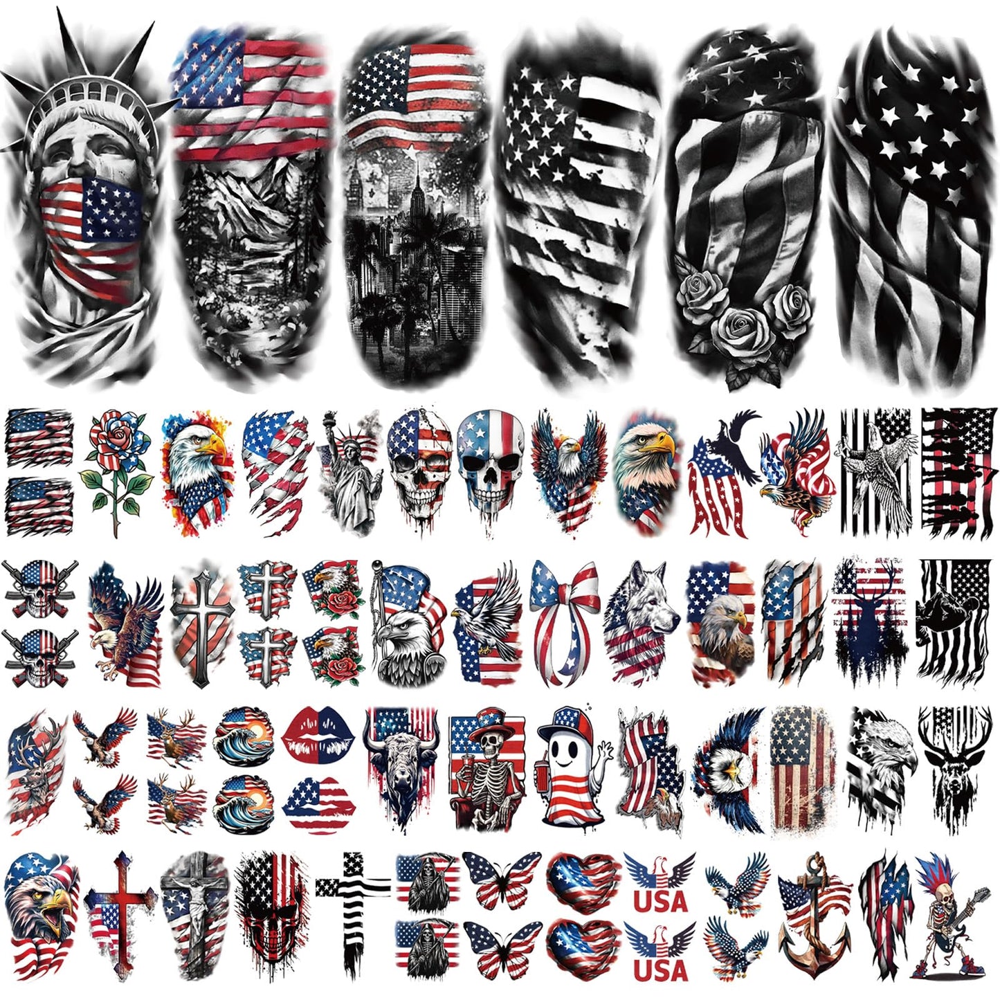 Yazhiji 36 Sheets Temporary Tattoos Stickers, 12 Sheets Fake Body Arm Chest Shoulder Tattoos for Men or Women with 24 PCS Tiny Black Tattoos