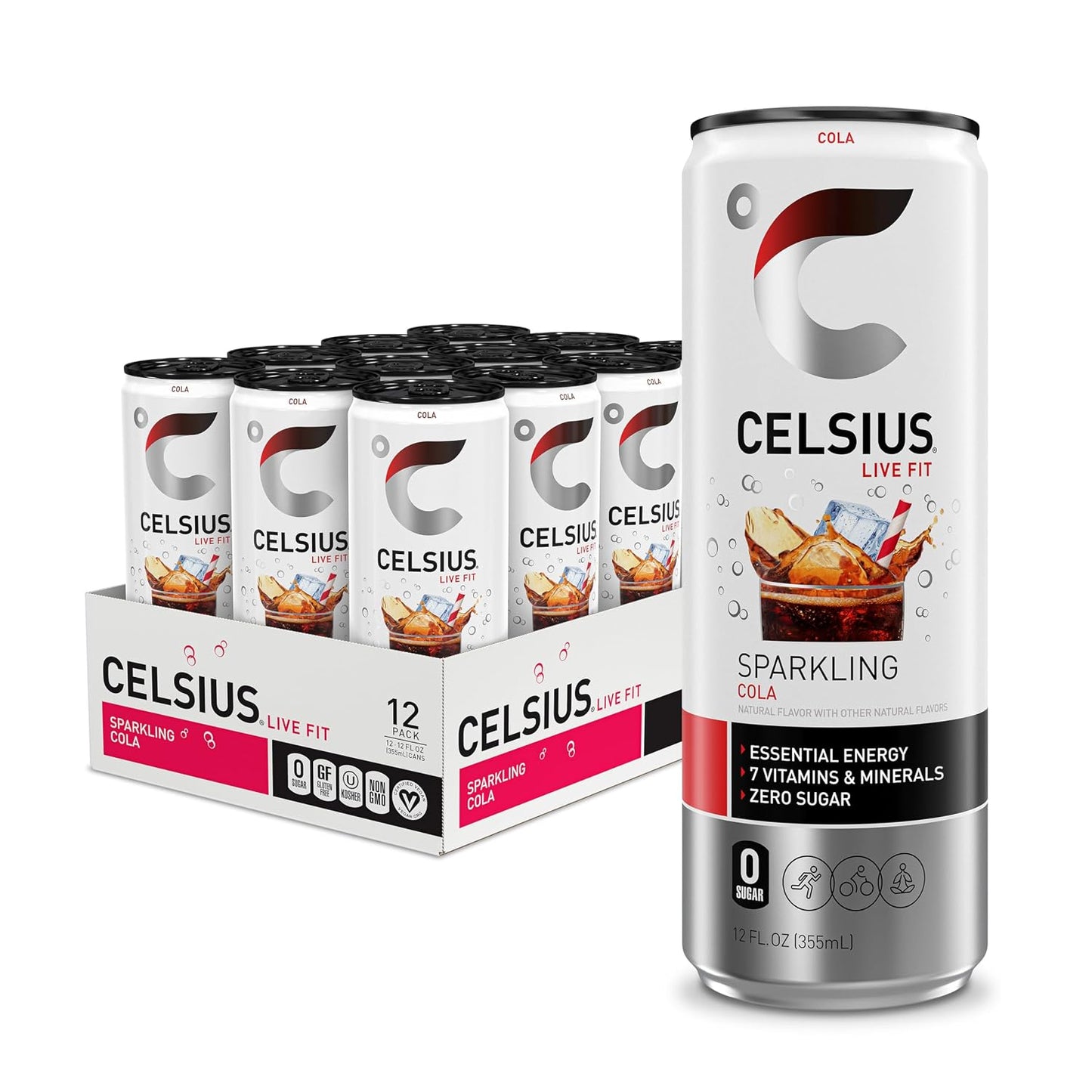 CELSIUS Sparkling Orange, Sugar Free Energy Drink, 12 Fl Oz (Pack of 12)