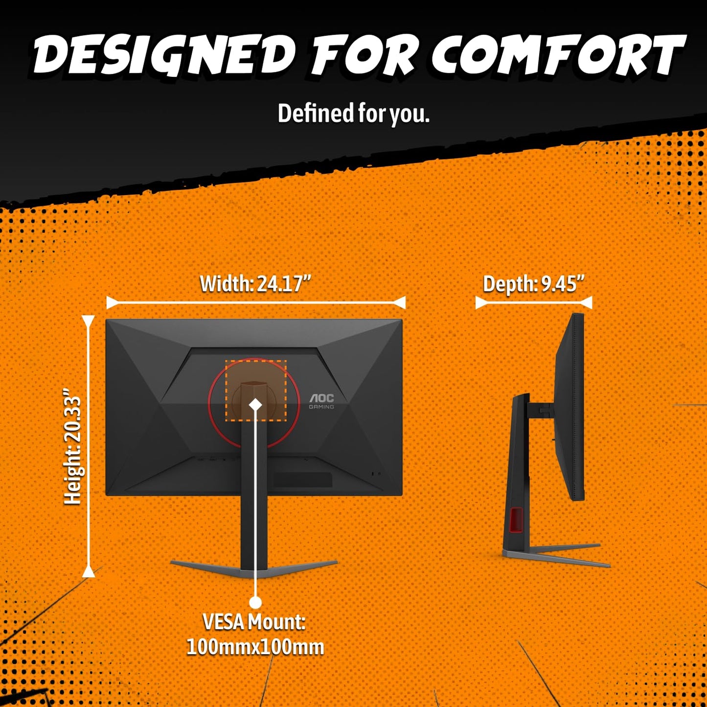AOC 27 Inch QHD Gaming Monitor 240Hz 0.3ms, Overclock 260Hz, IPS, 2560x1440, G-Sync Compatible, HDR Ready, DisplayPort 1.4 HDMI 2.0, VESA Mount, 3-Year Zero-Bright-Dot, Q27G41ZE