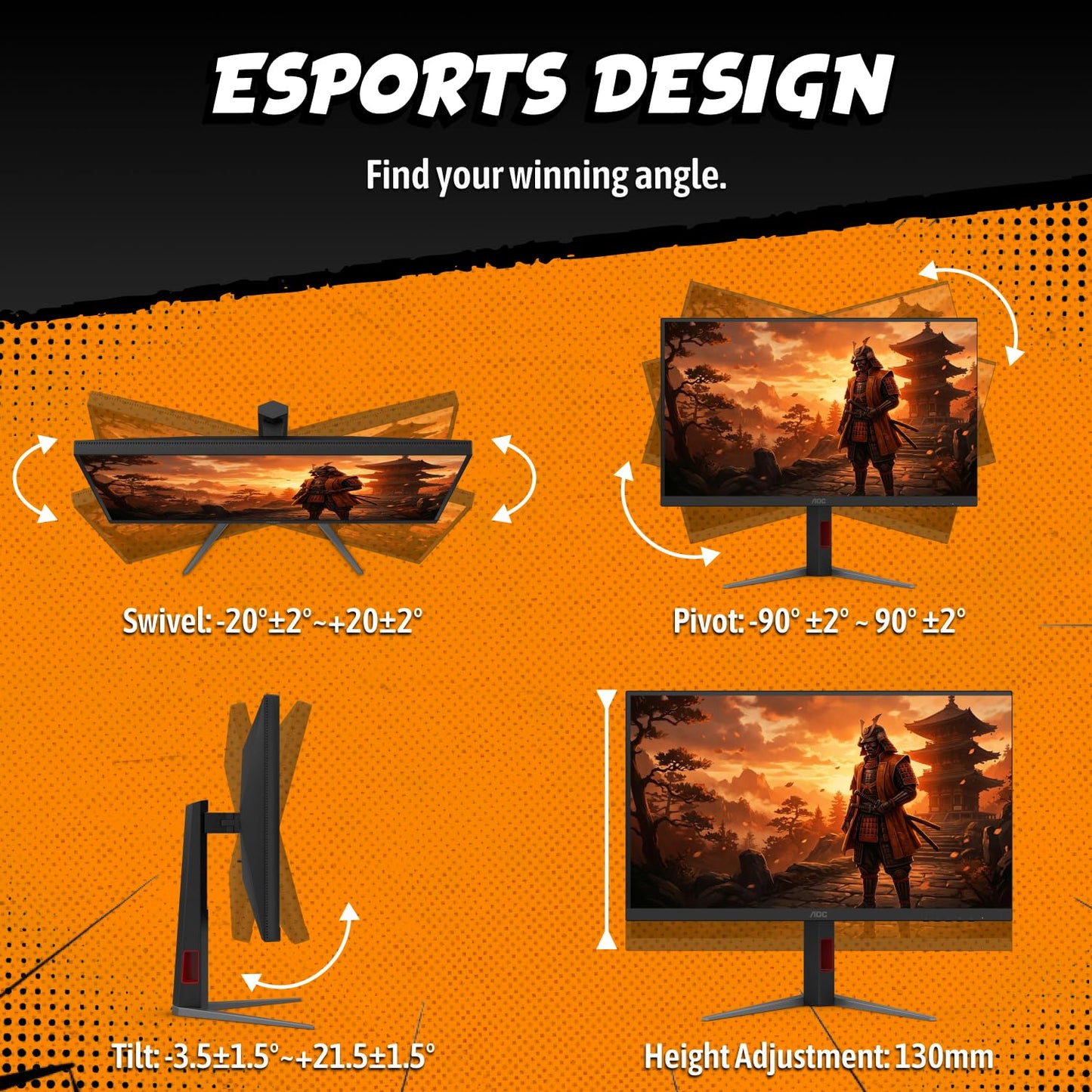 AOC 27 Inch QHD Gaming Monitor 240Hz 0.3ms, Overclock 260Hz, IPS, 2560x1440, G-Sync Compatible, HDR Ready, DisplayPort 1.4 HDMI 2.0, VESA Mount, 3-Year Zero-Bright-Dot, Q27G41ZE