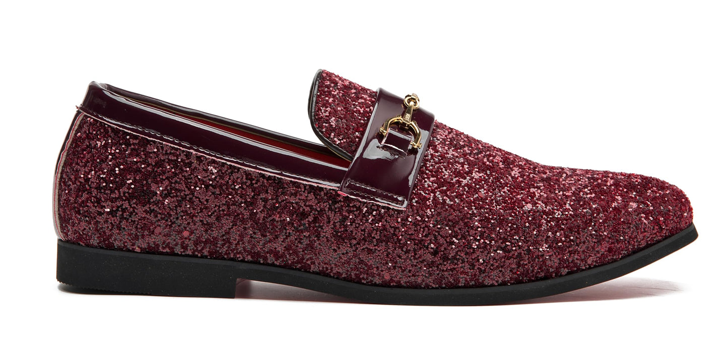 Men Loafer Metallic Textured Slip-on Glitter Sequins Fashion Wedding Dress Shoes Golden