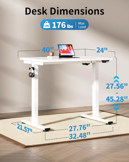 Okin Small Electric Standing Desk, 36" x 24" Whole Piece Height Adjustable Desk, Oak Sit to Stand Computer Workstation with Wheels for Home Office