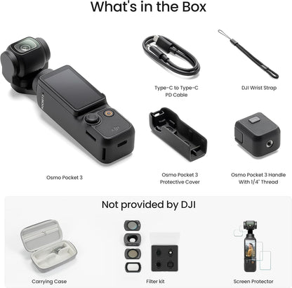 DJI Osmo Pocket 3 Vlog Combo, Vlogging Camera with 1'' CMOS & 4K/120fps for YouTube, Mic Mini Transmitter (Infinity Black)