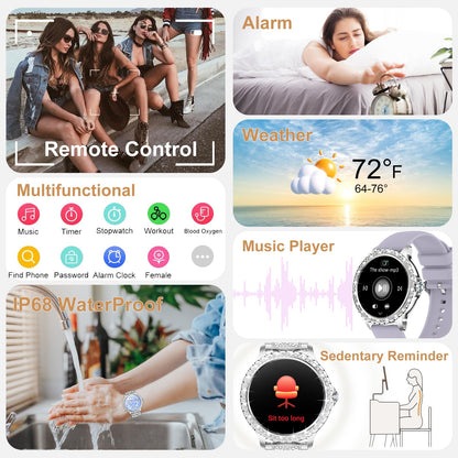 Smart Watch for Women with Diamonds (Answer/Make Call),1.32''Full Screen Smart Watch for Android /iOS,Fitness Tracker with Heart Rate/Blood Oxygen/Sleep Monitor/AI Voice Watches for Women,3 Straps