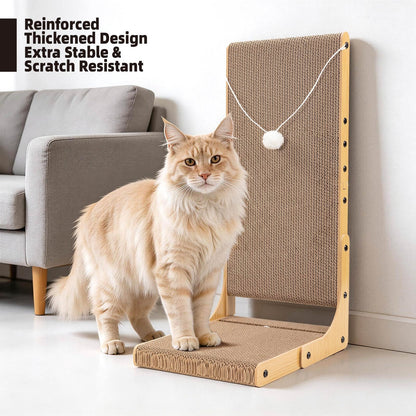 Value 2-Pack 23.6 Inch L-Shaped Cardboard Cat Scratcher, Dual Use (Vert/Horiz) Scratch Pad with Toy Balls, Wall-Mountable Furniture Protector Cat Scratchers for Indoor Cats