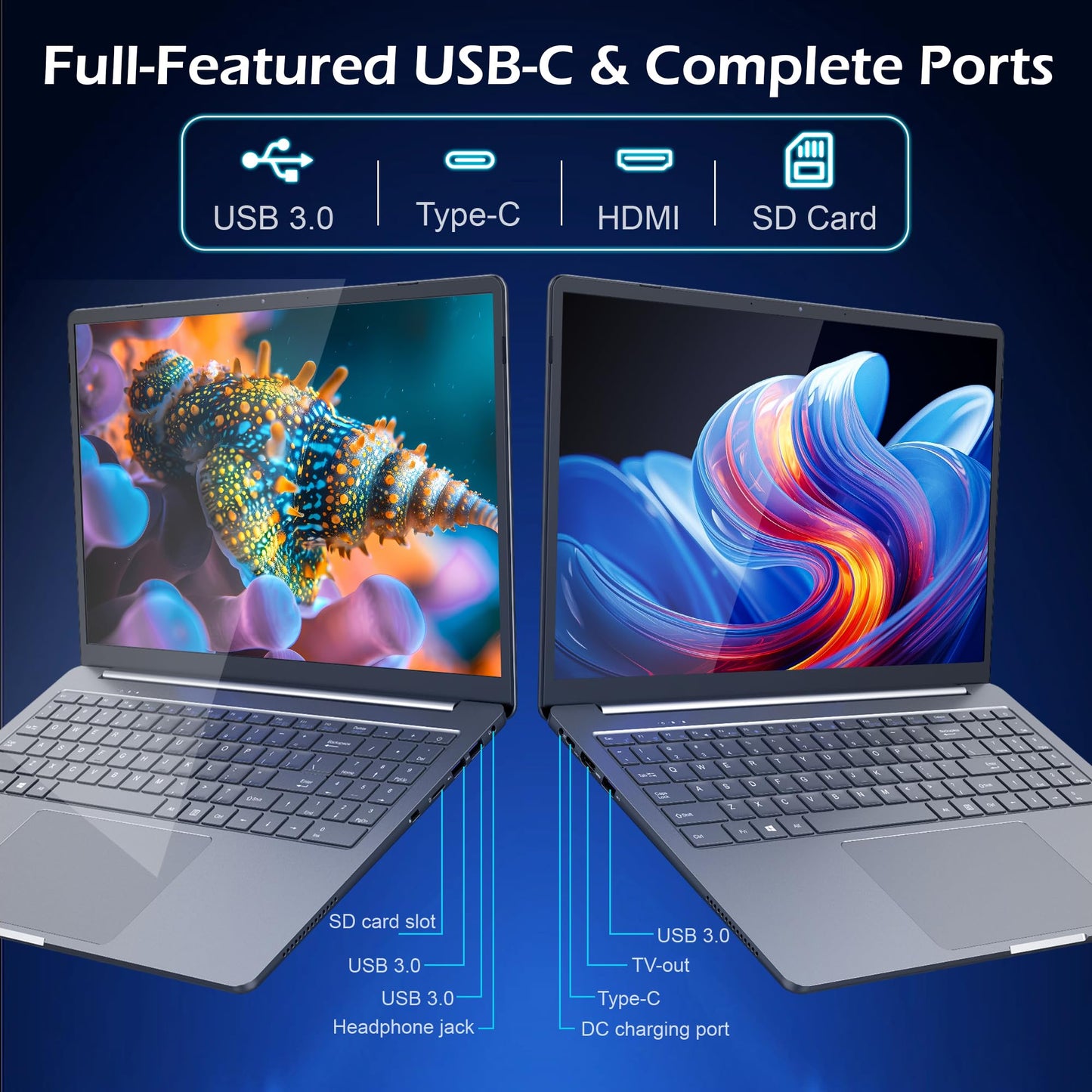 15.6" Yoga 2-in-1 Touchscreen Laptop Computer, AMD A9 Processor up to 3.2GHz, 8GB RAM 256GB SSD, Convertible Notebook with IPS FHD Display, USB-C, WiFi, Win11 Laptop for Work, Study & Home