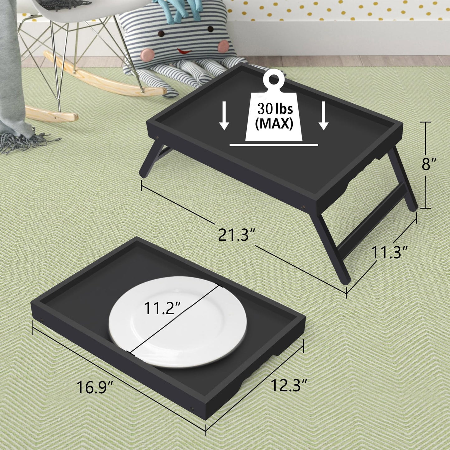 Artmeer Bed Tray Table with Folding Legs,Bamboo Breakfast in Bed for TV Table, Laptop Computer Tray,Eating,Snack Tray(Bamboo)