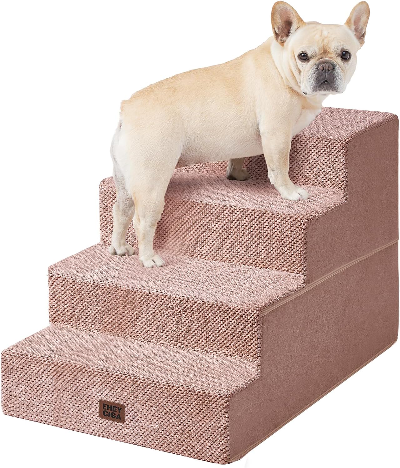 EHEYCIGA Dog Stairs for Small Dogs 13.5" H, 3-Step Dog Steps for Couch Sofa and Chair, Pet Steps for Medium Cats, Non-Slip Balanced Pet Ramp Indoor, Grey