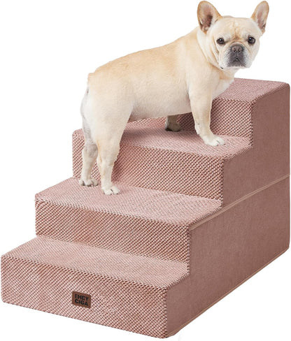 EHEYCIGA Dog Stairs for Small Dogs 13.5" H, 3-Step Dog Steps for Couch Sofa and Chair, Pet Steps for Medium Cats, Non-Slip Balanced Pet Ramp Indoor, Grey