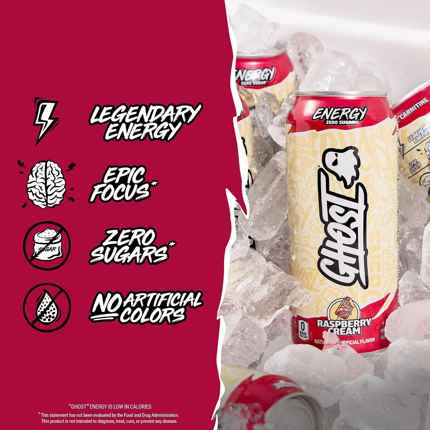 GHOST Energy Drink, Zero Sugars, 12-Pack, Cherry Limeade, 16oz | Energy & Focus Pre Workout Drink, No Artificial Colors, Gluten-Free, Vegan - 200MG Natural Caffeine, L-Carnitine, Taurine