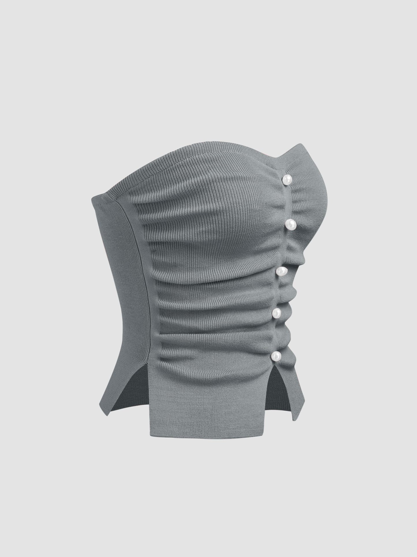 CIDER Faux Pearl Tube Tops for Women Crop Knit Split Hem Ruched Going Out Tops Cute Summer Outfits Y2K