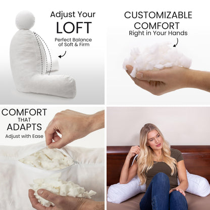 Husband Pillow XXL The Original for Adults - 30" Tall Backrest for Sitting Up in Bed - Firm Support Reading & Bed Rest Pillows for Adults, Neck Roll, Removable Cover - TV - Dark Grey