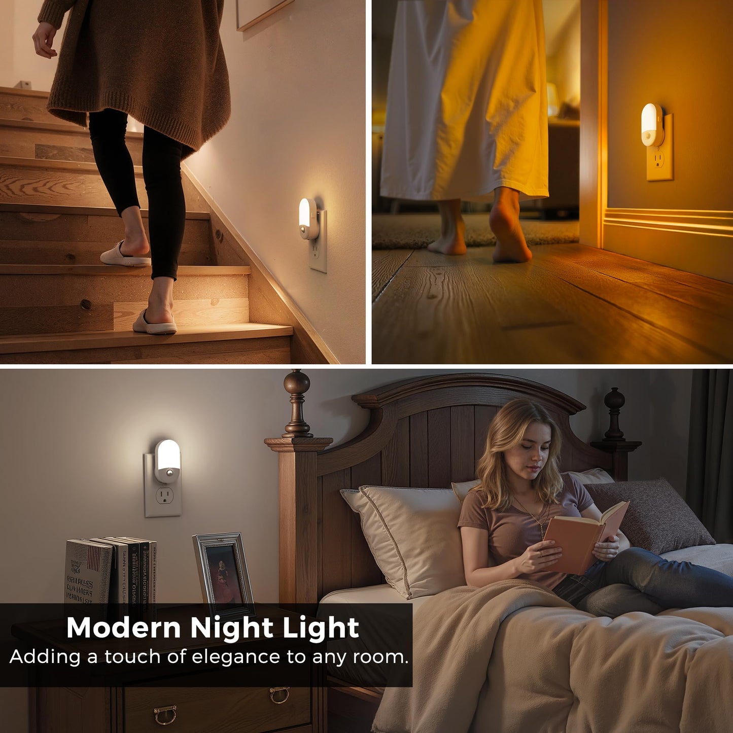 L LOHAS LED Motion Sensor Night Light, 2Pack, Motion Activated Night Light, Night Lights Plug into Wall Motion Sensor, 3000K Warm White, Adjustable Brightness 30/60LM, for Kids Adults Bathroom Bedroom