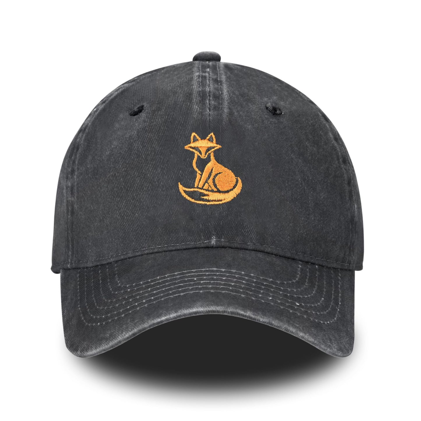 Embroidered Baseball Cap Adjustable Vintage Washed Distressed Denim Baseball Hat for Women Men