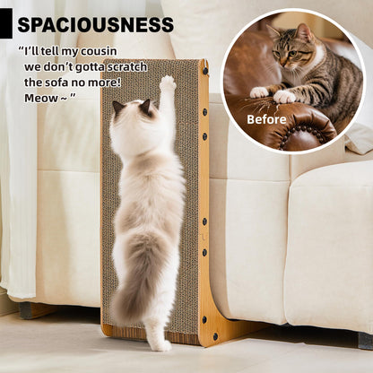 Value 2-Pack 23.6 Inch L-Shaped Cardboard Cat Scratcher, Dual Use (Vert/Horiz) Scratch Pad with Toy Balls, Wall-Mountable Furniture Protector Cat Scratchers for Indoor Cats