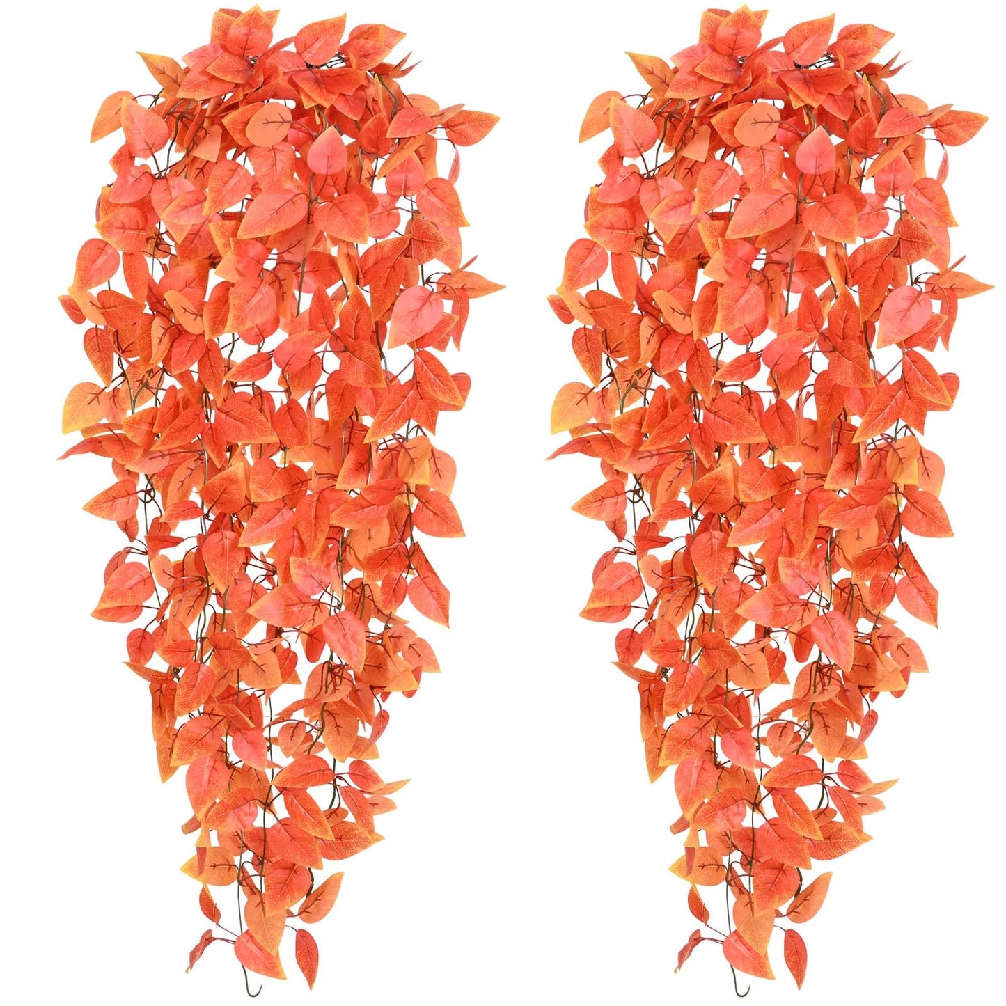 BLEUM CADE Fake Hanging Plants, 2pcs Artificial Pothos Vines Faux Plants Greenery for Wall Home Living Room Office Indoor Outdoor Decor (No Baskets)