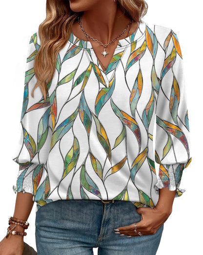 WIHOLL 3/4 Length Sleeve Womens Tops Summer Shirts Spring Vacation Outfits Dressy Casual Trendy Fall S-3XL