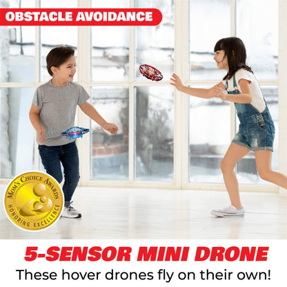Force1 Scoot Combo Hand Operated Drone for Kids or Adults - Hands Free Motion Sensor Mini Drones, Easy LED Indoor Rechargeable UFO Flying Orb Ball Drone Toys for Boys and Girls (Red/Blue)