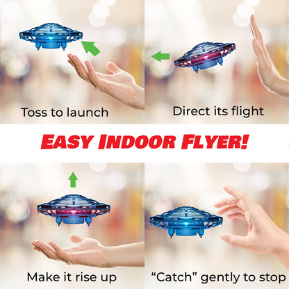 Force1 Scoot Combo Hand Operated Drone for Kids or Adults - Hands Free Motion Sensor Mini Drones, Easy LED Indoor Rechargeable UFO Flying Orb Ball Drone Toys for Boys and Girls (Red/Blue)