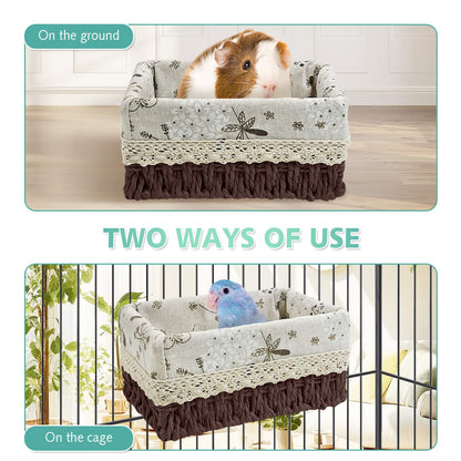 kathson Bird Nest Parrot House Birds Sleeping Bed Straw Weave All Season Hanging Hammock Bird Bed Snuggle Hut Birdcage Accessories for Parakeets Budgies Cockatiels Conures Quaker Parrot(Yellow)