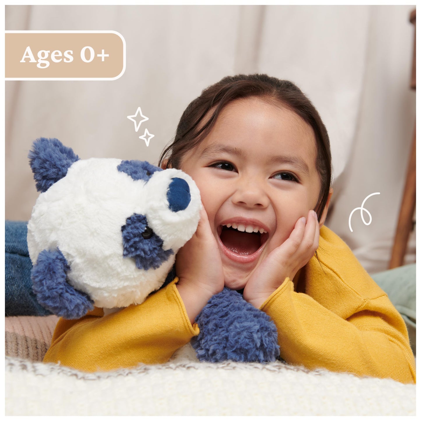 GUND Cozys Collection Cow, Stuffed Animal for Ages 0 and Up, Spring Decor Plush Toy, Cream/Blue, 10”