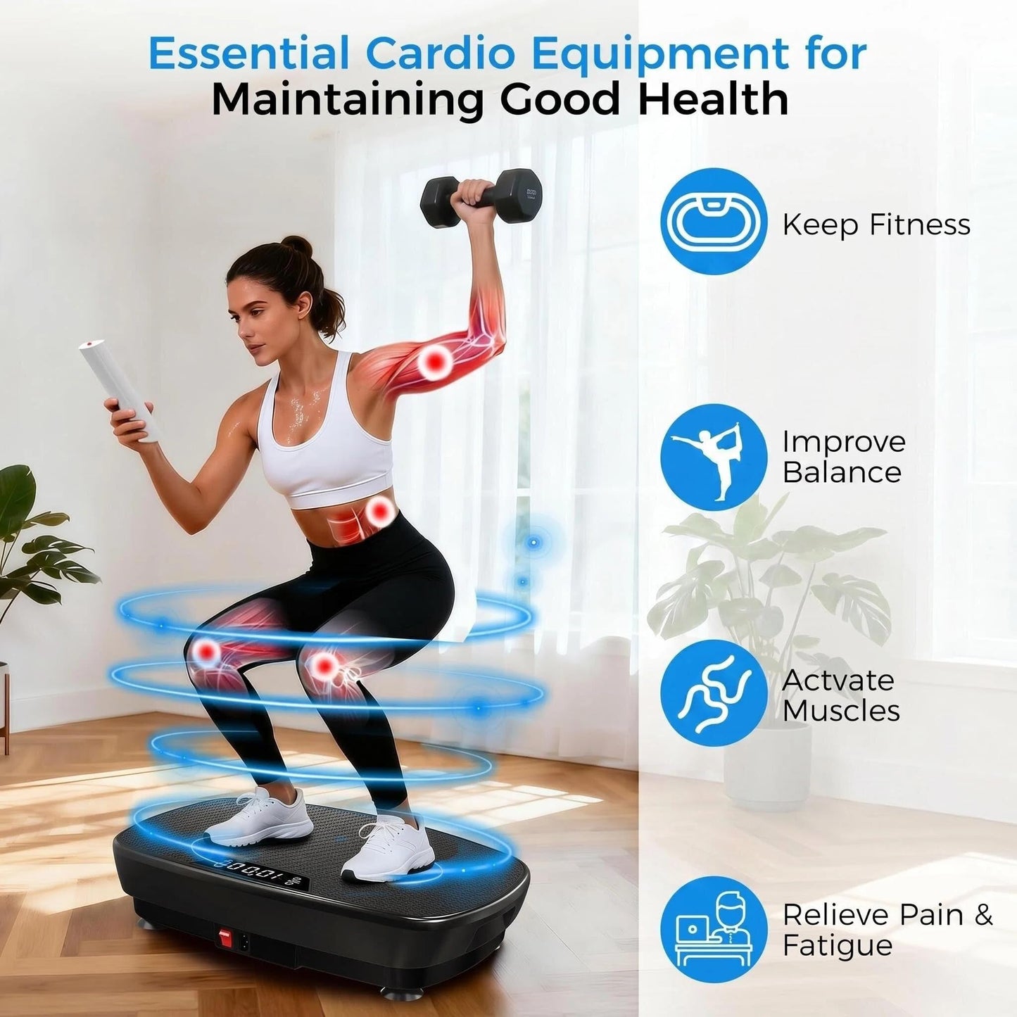 Large Vibration Plate Exercise Machine,Vibration Plate for Lymphatic Drainage Weight Loss,400 Lbs Capacity 120 Speeds,Full Body Shake Platform Machines with LED for Women Men