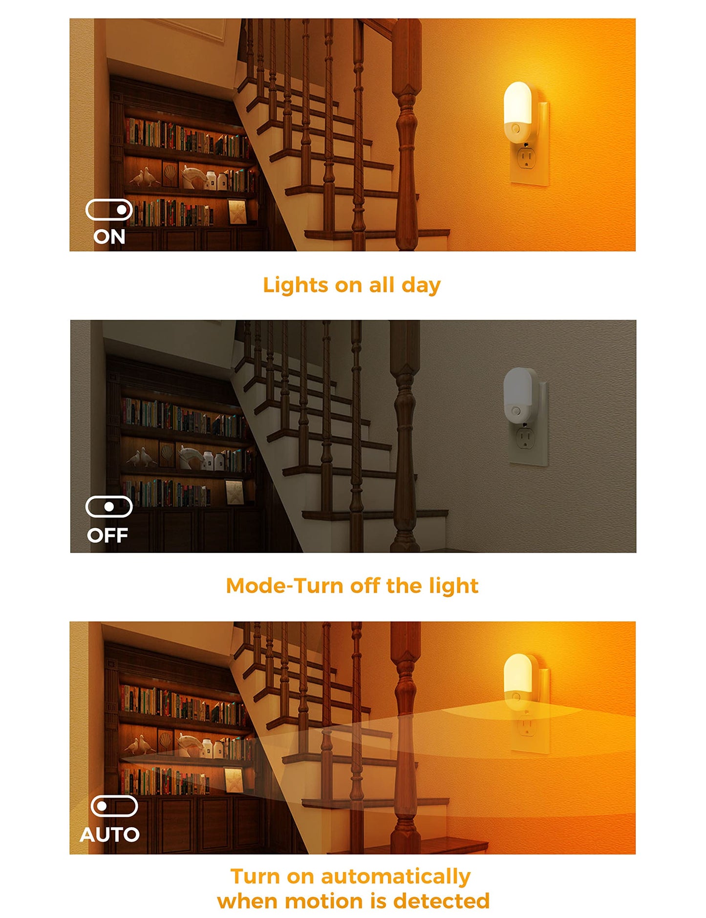 L LOHAS LED Motion Sensor Night Light, 2Pack, Motion Activated Night Light, Night Lights Plug into Wall Motion Sensor, 3000K Warm White, Adjustable Brightness 30/60LM, for Kids Adults Bathroom Bedroom