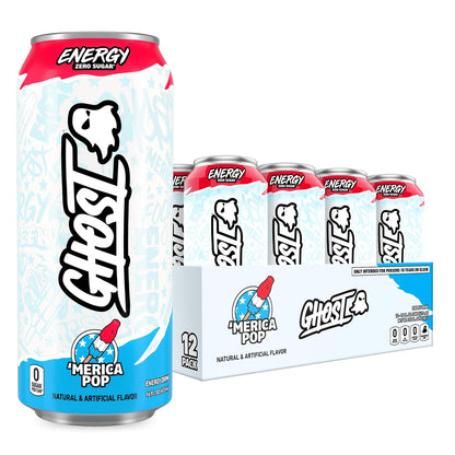 GHOST Energy Drink, Zero Sugars, 12-Pack, Cherry Limeade, 16oz | Energy & Focus Pre Workout Drink, No Artificial Colors, Gluten-Free, Vegan - 200MG Natural Caffeine, L-Carnitine, Taurine