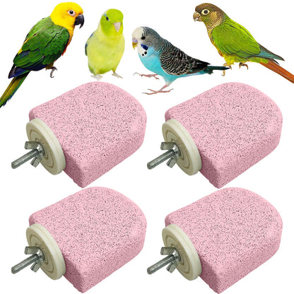 PINVNBY 4 PCS Bird Perch Stands Parrot Calcium Perch Beak Grinding Stone Foot Claws Trimmer Parakeet Platform Parrot Chewing Toys for Small Medium Cockatiel Conure Lovebird Finch