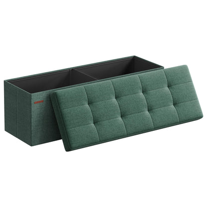 SONGMICS MAZIE Collection - 30 Inches Folding Storage Ottoman Bench, Ottoman Foot Rest, End of Bed Bench, Storage Chest, Load 660 lb, for Living Room, Bedroom, Entryway, Dark Gray ULSF47K