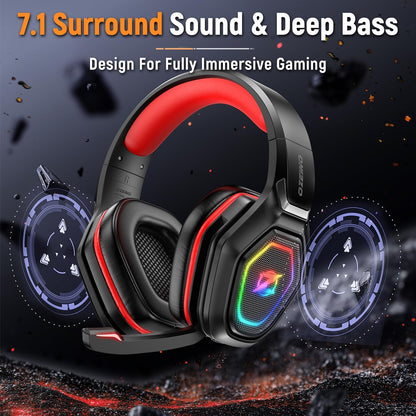 Ozeino 2.4GHz Wireless Gaming Headset for PC, Ps5, Ps4 - Lossless Audio USB & Type-C Ultra Stable Gaming Headphones with Flip Microphone, 40-Hr Battery Gamer Headset for Switch, Laptop, Mobile, Mac
