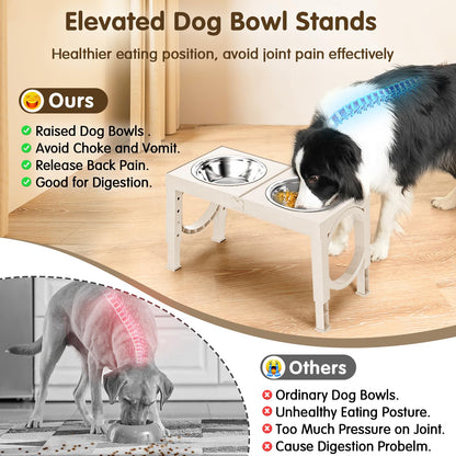 XIAZ Elevated Dog Bowls Large Breed Raised Dogs Bowl Stand Large/Medium Sized Dog Stainless Steel Food Water Bowl Stands 5 Heights Adjustable 9/11/12/14in Black Pet Feeder Dish Station