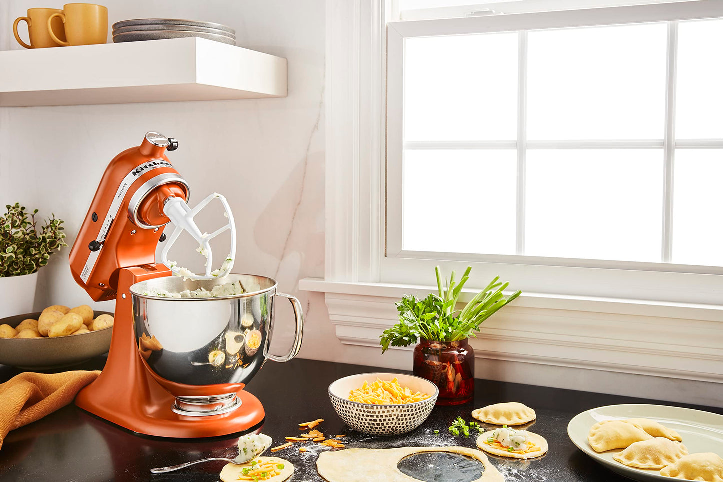 KitchenAid Artisan Series 5 Quart Tilt Head Stand Mixer with Pouring Shield KSM150PS, Almond Cream