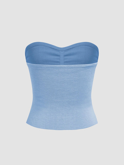CIDER Faux Pearl Tube Tops for Women Crop Knit Split Hem Ruched Going Out Tops Cute Summer Outfits Y2K