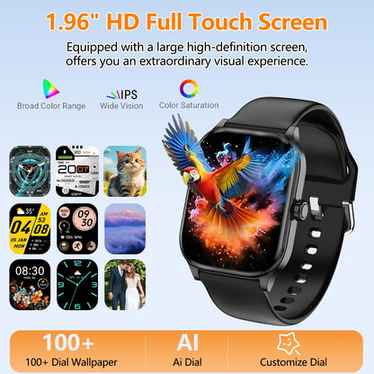 Smart Watch for Women Men, GPS Smartwatches with Heart Rate/SpO2/Sleep/Stress Monitor, 100+ Sports Fitness Watches, IP68 Waterproof Activity Tracker for Android/ iOS Phone (Silver, 1.96"_GPS+Map)